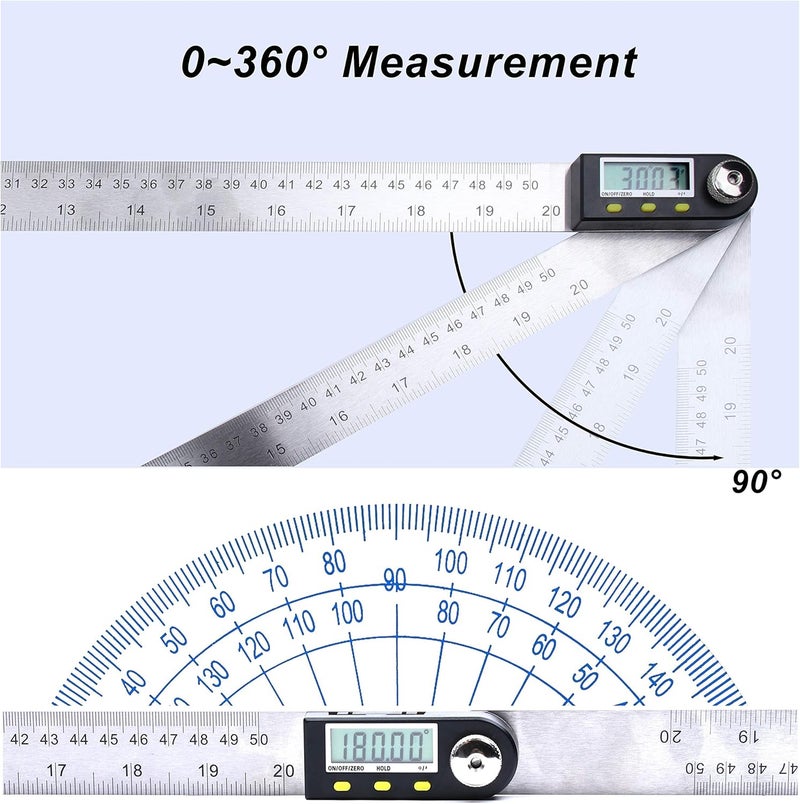 Yangoutool Store Digital Angle Ruler 20inches/500mm Stainless Steel Digital Angle Finder and Protractor Large Gauge Precision Measuring Tool for Woodworking Metalworking and Construction - Image 5